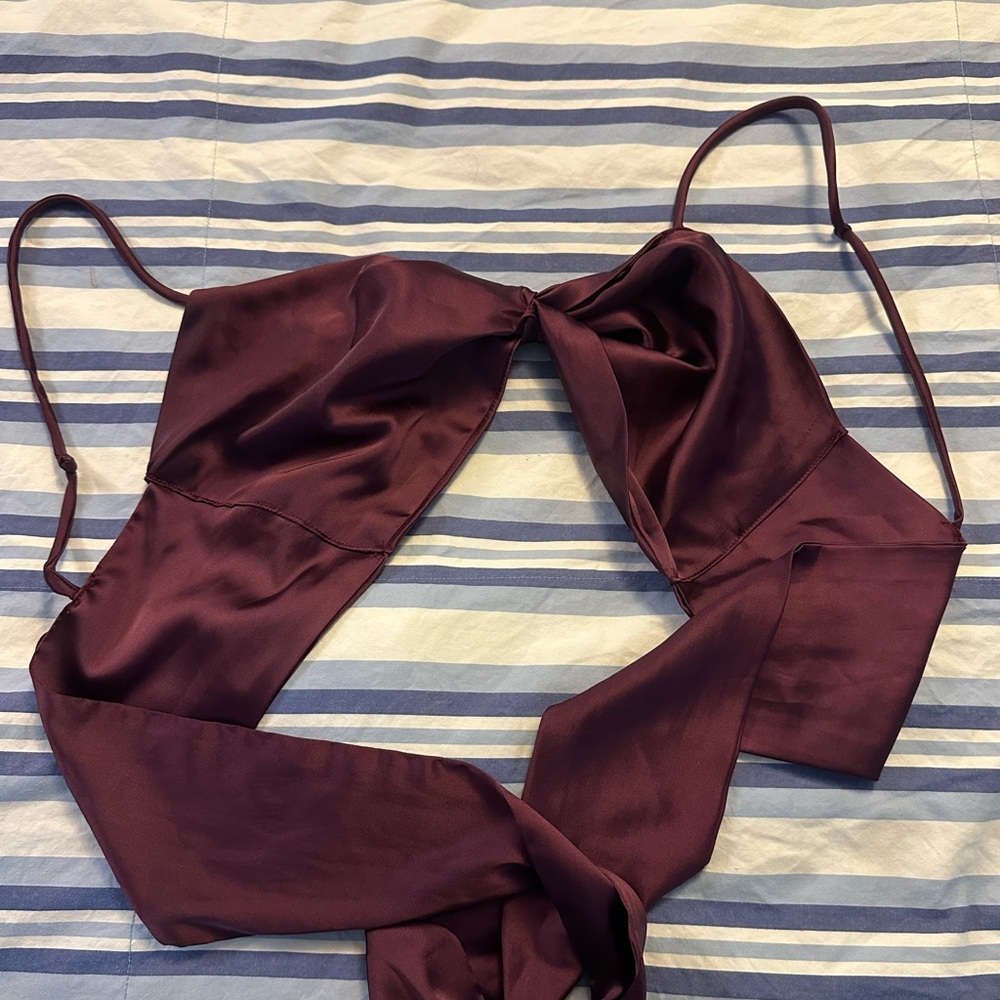 Elegant Burgundy Satin Bralette